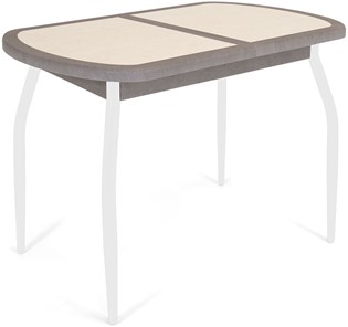 Кухонный стол раскладной Будапешт-2 ПЛ (ноги белые, плитка бежевая/серый камень) в Сыктывкаре