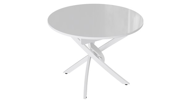 Кухонный раскладной стол Diamond тип 3 (Белый муар/Белый глянец) в Сыктывкаре - изображение