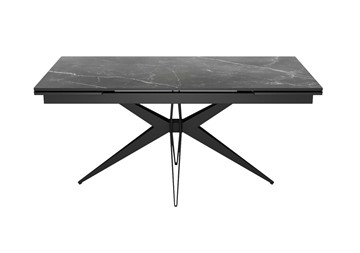 Кухонный раздвижной стол DikLine KW160 мрамор С45 (керамика черная)/опоры черные в Сыктывкаре - предосмотр