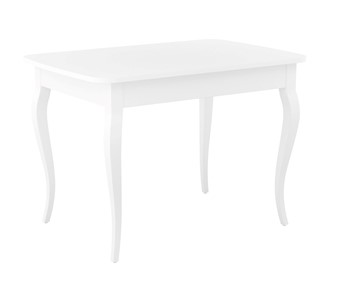 Кухонный стол раскладной Dikline M110 Белый/стекло белое сатин/ножки MC белые в Сыктывкаре