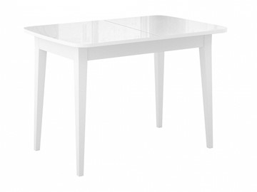 Обеденный раздвижной стол Dikline M110 Белый/стекло белое глянец/ножки MM белые в Сыктывкаре