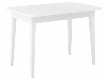Кухонный стол раздвижной Dikline M120 Белый/стекло белое сатин/ножки MM белые в Сыктывкаре
