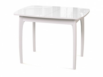 Кухонный стол раздвижной Dikline M40 стекло белое/ножки белые в Сыктывкаре