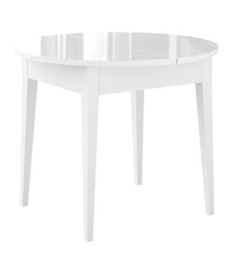Обеденный раздвижной стол Dikline MR100 Белый/стекло белое глянец/ножки MM белые в Сыктывкаре