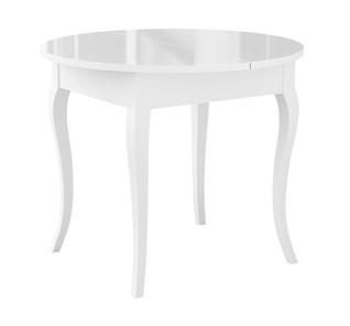 Обеденный раздвижной стол Dikline MR100 Белый/стекло белое глянец/ножки MC белые в Сыктывкаре