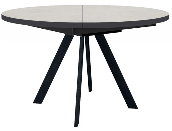 Кухонный стол раскладной Dikline RD120 Хромикс белый/ножки черные в Сыктывкаре - изображение