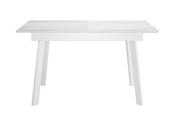 Обеденный раздвижной стол DikLine SKH125 Керамика Белый мрамор/подстолье белое/опоры белые (2 уп.) в Сыктывкаре