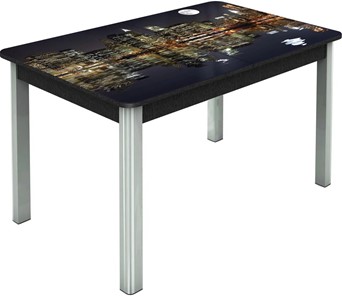 Кухонный стол раздвижной Гамбург исп.1 ноги метал. крашеные №23, Фотопечать (Города №8) в Сыктывкаре