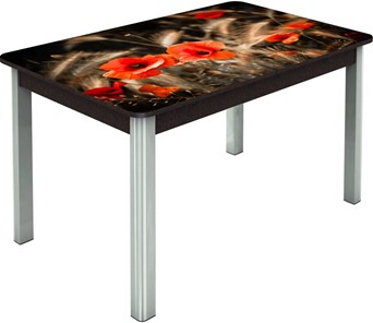 Кухонный стол раздвижной Гамбург исп.2 ноги метал. крашеные №23, Фотопечать (Цветы №38) в Сыктывкаре