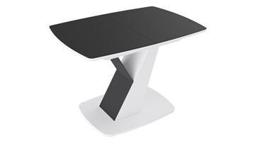 Кухонный стол раздвижной Гарда тип 1, цвет Белый/Стекло матовое черный графит в Сыктывкаре