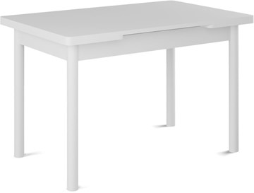Обеденный раздвижной стол Милан-1 EVO, ноги металлические белые, белый цемент в Сыктывкаре