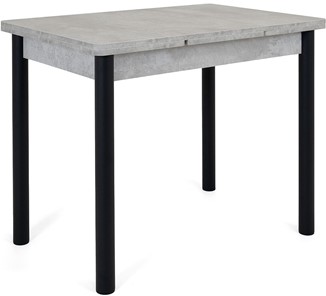 Кухонный стол раскладной Милан-1 EVO, ноги металлические черные, светлый цемент в Сыктывкаре