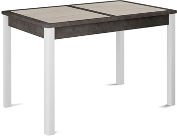 Кухонный стол раздвижной Ницца-1 ПЛ (ноги белые, плитка бежевая/серый камень) в Сыктывкаре