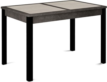 Стол раздвижной Ницца-1 ПЛ (ноги черные, плитка бежевая/серый камень) в Сыктывкаре