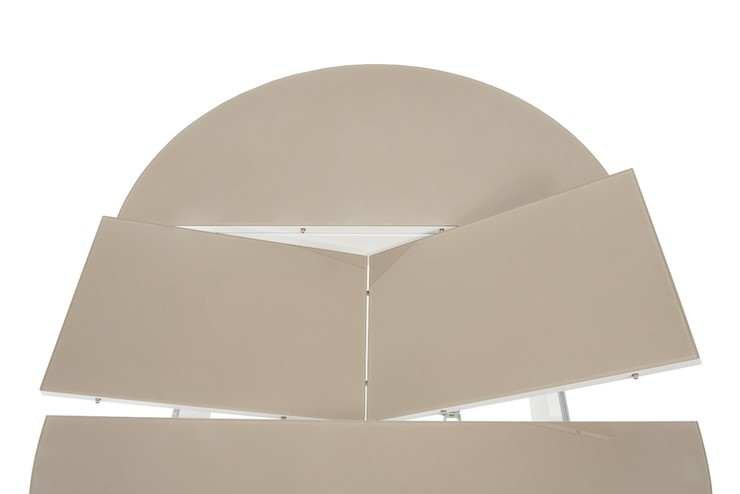 Кухонный раскладной стол Ривьера исп. круг хром №5 (стекло белое/черный) в Сыктывкаре - изображение 4