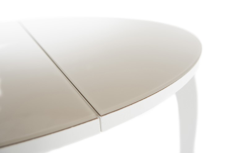 Кухонный раскладной стол Ривьера исп. круг хром №5 (стекло белое/черный) в Сыктывкаре - изображение 6