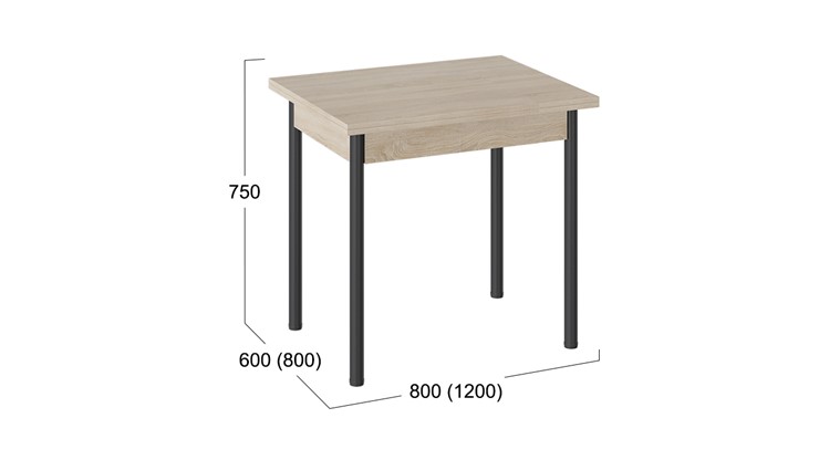 Раздвижной стол Родос тип 2 с опорой d40 (Черный муар/Дуб Сонома) в Сыктывкаре - изображение 2
