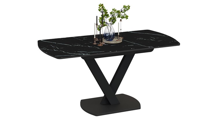 Раздвижной стол Салерно тип 1 (Черный муар/Стекло черный мрамор) в Сыктывкаре - изображение 1