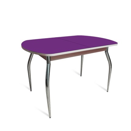 Стол раздвижной ПГ мини СТ2, дуб молочный/фиолетовое стекло/35 хром гнутые металл в Сыктывкаре - изображение