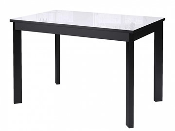 Кухонный стол раскладной Dikline Ls110, стекло белое/ножки черные в Сыктывкаре