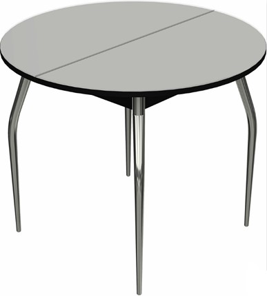 Кухонный раскладной стол Ривьера исп. круг хром №5 (стекло белое/черный) в Сыктывкаре - изображение