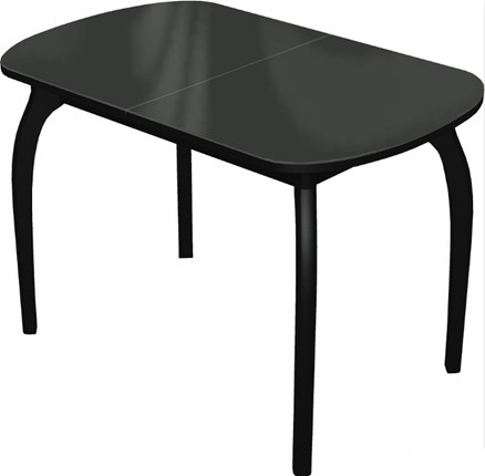 Обеденный раздвижной стол Ривьера исп.1 дерево №1 (стекло черное/черный) в Сыктывкаре - изображение