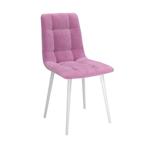 Кухонный стул Белла, велюр тенерифе розовый/Цвет металл белый в Сыктывкаре