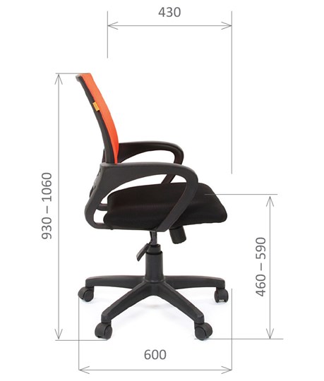 Кресло CHAIRMAN 696 black Сетчатый акрил DW66 оранжевый в Сыктывкаре - изображение 2