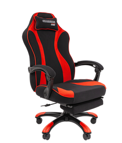 Кресло игровое CHAIRMAN GAME 35 с выдвижной подставкой для ног Ткань  черная / Ткань красная в Сыктывкаре
