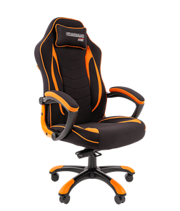 Кресло игровое CHAIRMAN GAME 28 Полиэстер комбинированная ткань оранжевый/черный в Сыктывкаре