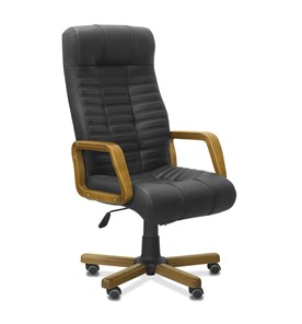 Кресло в офис Атлант W, экокожа премиум / черная CN1114/ дерево - орех в Сыктывкаре - предосмотр 9
