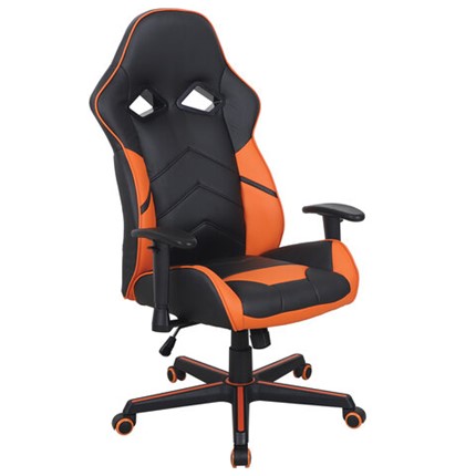 Кресло офисное BRABIX "Storm GM-006", регулируемые подлокотники, экокожа, черное/оранжевое, 532502 в Сыктывкаре - изображение