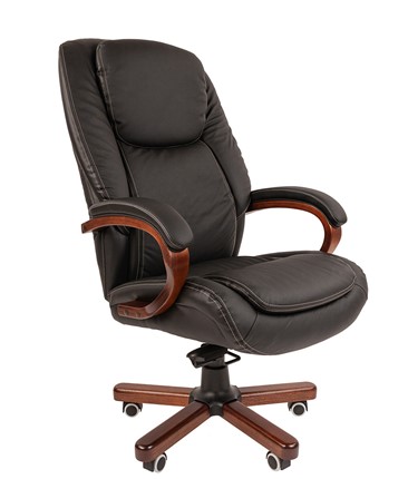 Офисное кресло CHAIRMAN 408 кожа черная в Сыктывкаре - изображение