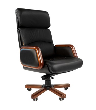 Кресло компьютерное CHAIRMAN 417 кожа черная в Сыктывкаре - изображение