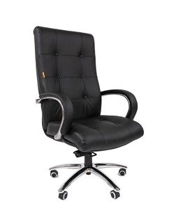 Кресло компьютерное CHAIRMAN 424 Кожа черная в Сыктывкаре