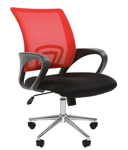 Кресло компьютерное CHAIRMAN 696 CHROME Сетка TW-69 (красный) в Сыктывкаре