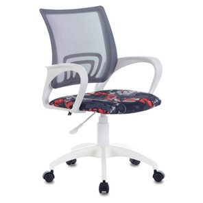 Офисное кресло Brabix Fly MG-396W (с подлокотниками, пластик белый, сетка, серое с рисунком "Graffity") 532404 в Сыктывкаре
