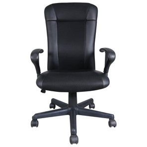 Компьютерное кресло Brabix Optima MG-370 (с подлокотниками, экокожа/ткань, черное) 531580 в Сыктывкаре