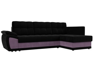 Угловой диван для гостиной Нэстор прайм, Черный/Сиреневый (микровельвет) в Сыктывкаре