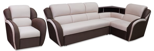 Угловой диван Соня-14 с полкой и креслом в Сыктывкаре - изображение