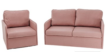 Мебельный набор Амира розовый диван + кресло в Сыктывкаре