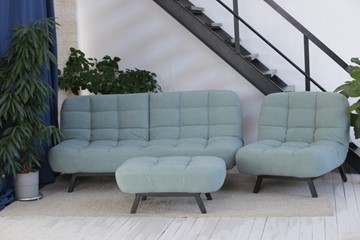 Комплект мебели Абри цвет мята кресло + диван + пуф опора металл в Сыктывкаре