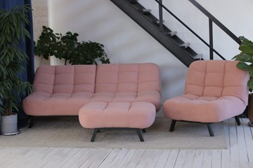 Комплект мебели Абри розовый кресло + диван + пуф опора металл в Сыктывкаре