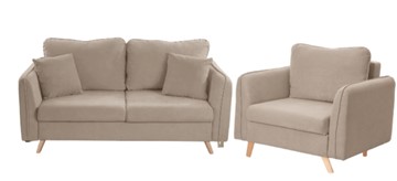 Комплект мебели Бертон бежевый диван+ кресло в Сыктывкаре - предосмотр