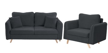 Комплект мебели Бертон графит диван+ кресло в Сыктывкаре