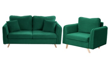 Комплект мебели Бертон изумрудный диван+ кресло в Сыктывкаре