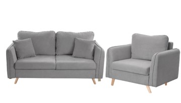 Комплект мебели Бертон серый диван+ кресло в Сыктывкаре