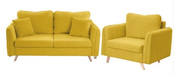 Комплект мебели Бертон желтый диван+ кресло в Сыктывкаре
