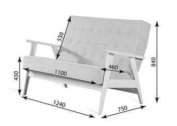 Прямой диван Ретро, двухместный (беленый дуб / RS 29 - бирюзовый) в Сыктывкаре - предосмотр 3