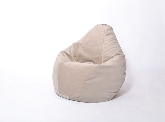 Кресло-мешок Груша среднее, велюр однотон, бежевое в Сыктывкаре - изображение